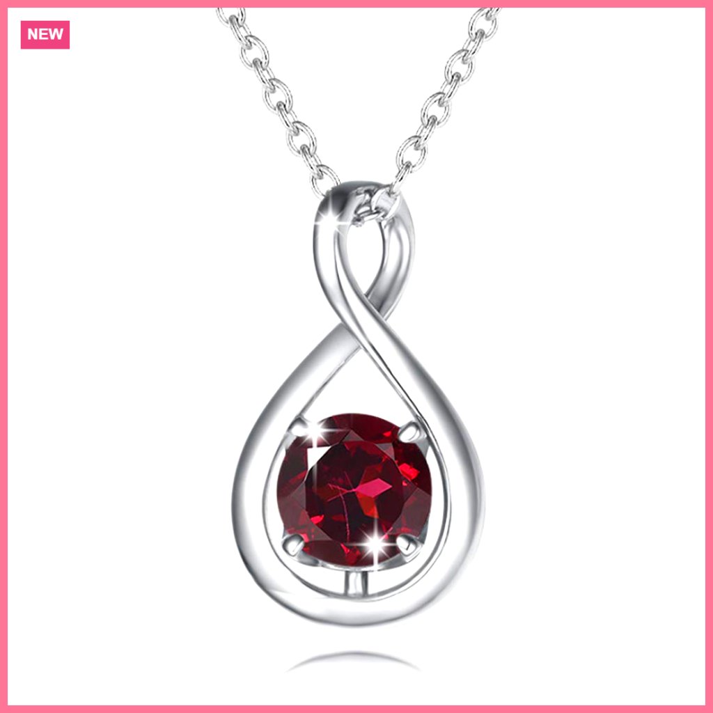 Sterling Silver Infinity Pendant Necklace With Garnet Birthstone